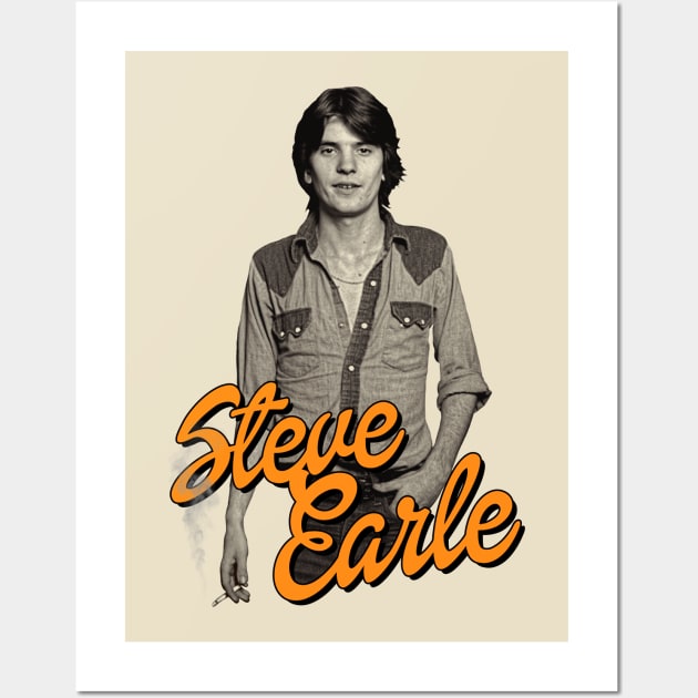 Steve Earle // Retro Folk Singer Songwriter Fan Art Wall Art by darklordpug